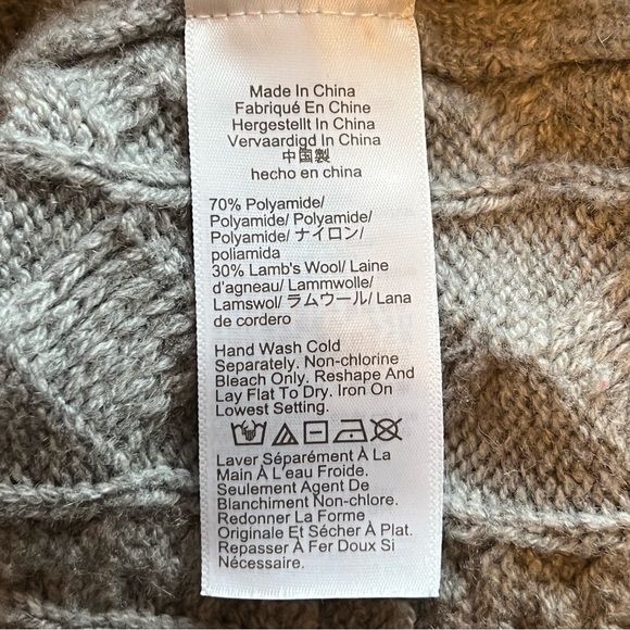 J. Crew Heather Gray Cable Knit Sweater with Sweet Black Satin Bow Tie On Back - Picture 6 of 7